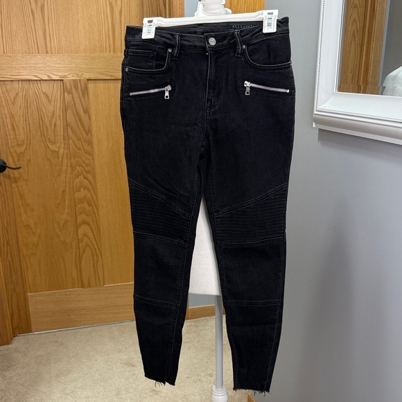 All Saints Black Cropped Jeans with Zipper Accents - Picture 1 of 4
